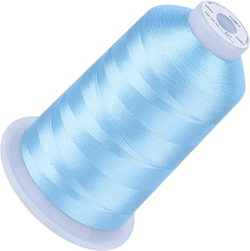 simthread 5500Yds Embroidery Thread, 5000M High-Yardage 40WT 100% Polyester Thread – 170+ Vivid Colors, High-Speed Rated – Compatible with Brother, Singer, Janome & More - Light Blue 017 - Image 1
